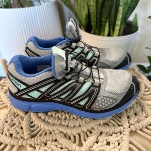 Salomon Athletic Shoes in Gray, Blue, and Light Green